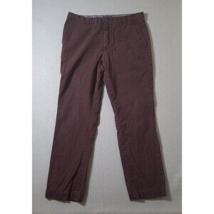Banana Republic Aiden Chino Pants Mens 35x32 Actual 35x30 Burgundy 100% Cotton